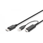 DIGITUS HDMI to DP adapter cable, 2m, 4K@30Hz external Power via USB - A (AK-330111-020-S)