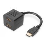 DIGITUS HDMI Y-splitter cable, type A -2xtype A M/F, 0.2m, passiv, Full HD, gold, bl (AK-330400-002-S)