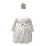 Rochie botez en-gros, cu maneca lunga, model Regina, culoare alba