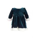 Rochie en-gros botez catifea verde si blanita