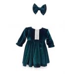 Rochie en-gros catifea pentru botez culoare verde