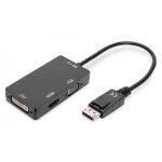DIGITUS DisplayPort converter cable, DP - HDMI+DVI+VGA M-F/F/F, 0.2m, 3in1 Multi-Media cable, gold,bl (AK-340418-002-S)