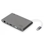 DIGITUS Universal Docking Station, USB-C, 11 Ports, gray 3x video,1x USB-C, 3x USB3.0, RJ45, 2x card reader (DA-70875)