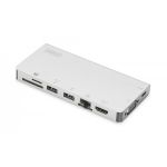 DIGITUS USB-C Multiport Travel Dock, 8 Port 2x video, 2x USB-C, 2x USB3.0, RJ45,2x card reader (DA-70866)