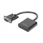 DIGITUS VGA to HDMI Converter + Audio (3.5mm) Full HD (1080p), cable type (15 cm), black (DA-70473)