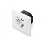 DIGITUS Wall Outlet 1x Safety Outlet,1x USB,1x Type C 5 V 2.8 A, Input: AC 250V 50Hz, RAL 9003 (DA-70615)