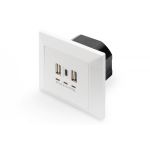 DIGITUS Wall Outlet, 2x USB 1x USB Type C 5V 3.1A, Input: AC250V 50HZ, RAL 9003 (DA-70618)