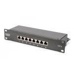 DIGITUS CAT 6, Class E patch panel, shielded, 8-port RJ45 8P8C, LSA, 1U, 254 mm(10') Rack Mount, black (DN-91608S)