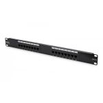 DIGITUS CAT 6, Class E patch panel, unshielded, 16-port RJ45, 8P8C, LSA, 1U, rack mount, black, 482x44x109 (DN-91616U)