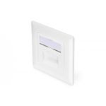 DIGITUS CAT 6A Class EA network outlet, shielded, 2x RJ45 LSA, pure white, flush mount, vert. cable install. (DN-9007-1)