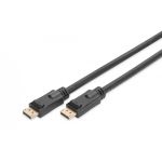 DIGITUS Displayport connection cable, DP, w/ amp. M/M, 15.0m, w/lock, UHD 4K, DP 1.2, bl, gold (AK-340105-150-S)