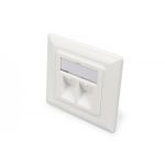 DIGITUS Faceplate for Keystone Jacks, 2x RJ45 dust cover, 80x80 + central plate, pure white (DN-93801-1)