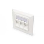 DIGITUS Faceplate for Keystone Jacks,3x RJ45 dust cover, 80/80 + central plate, pure white (DN-93821)