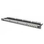 DIGITUS Modular Patch Panel, shielded, 24-port label field, 0.5U, rack mount, black RAL 9005 (DN-91422)