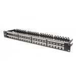 DIGITUS Modular Patch Panel, shielded, 48-port label field, 1U, rack mount, black RAL 9005 (DN-91424)