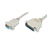 DIGITUS Printer connection cable, D-Sub25 - D-Sub9 M/F, 3.0m, serial, snap hoods, be (AK-580105-030-E)