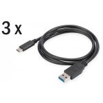 DIGITUS USB Type-C charger/Data cable set, type C - A M/M, 1.0m, 3er Set, 3A, 480MB, 2.0 Version, bl (AK-880903-010-S)