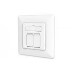 DIGITUS CAT 6A Class EA network outlet, shielded 2x RJ45, LSA, pure white, flush mount, 8 direction (DN-9010/8-2)