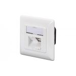 DIGITUS CAT 6A Class EA network outlet,shielded,2xRJ45,LSA pure white, flush mount, horizontal cable install. (DN-9008-1)