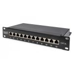 DIGITUS CAT 6A Patch Panel, shielded,12-Port label field, 1U, 10' rack mount, black RAL 9005 (DN-91612S-EA)