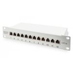DIGITUS CAT 6A Patch Panel, shielded, 12-Port label field, 1U, 10' rack mount, grey RAL 7035 (DN-91612S-EA-G)