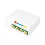 DIGITUS FTTH Outlet, with 4x SC (APC) SX adapter surface and DIN-rail mount (DN-931094)