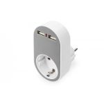 DIGITUS Power Adapter with 2 USB Ports 250V, 50 Hz, USB: 5V, 2.1A, white/grey (DA-70617)