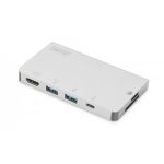 DIGITUS USB-C Multiport Travel Dock, 6 Port 4K, HDMI, 1x USB-C, 2x USB3.0,2x card reader (DA-70867)