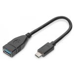 DIGITUS USB Type-C adapter cable, OTG, type C - A M/F, 0,15m, 3A, 5GB, 3.0 Version, bl (DB-300315-001-S)