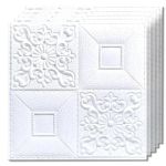 Set 100x Tapet Mic 3D Teno&reg;, suprafata acoperire 12.05 mp, autoadeziv, perete/tavan, waterproof, usor de montat, design modern, 35x35 cm, alb