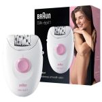 Epilator - Braun Silk-epil 1-170, cu fir, 20 de pensete, 1 viteza, alb/roz