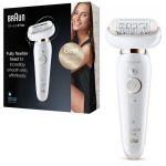 Epilator - Braun Silk-epil 9 Flex 9001, 40 pensete, 2 viteze, Wet&amp;Dry, SensoSmart, acumulator, alb