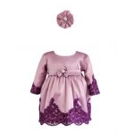 Rochie botez cu maneca lunga, model Regina, culoare mov, en-gros