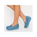 Pantofi casual Engros din piele naturala dama, Ely Albastru