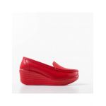 Pantofi casual Engros din piele naturala dama, Ely Rosu