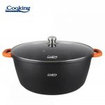 Semioala cu capac, Heinner, Dark Line, 44 x 19 cm, 23 L, aluminiu turnat, negru