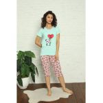 Pijama dama tricou pantaloni 3/4,Engros