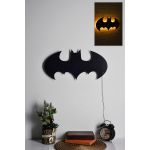 Decoratiune luminoasa LED, Batman, MDF, 60 LED-uri, Galben