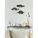 Decoratiune de perete, Fishes 3, Metal, 35 x 20 cm, 3 piese, Negru