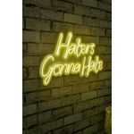 Decoratiune luminoasa LED, Haters Gonna Hate, Benzi flexibile de neon, DC 12 V, Galben