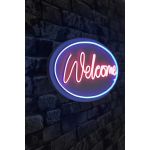 Decoratiune luminoasa LED, Welcome, Benzi flexibile de neon, DC 12 V, Albastru/Roz