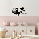 Decoratiune de perete, Fairy, Metal, Dimensiune: 70 x 48 cm, Negru