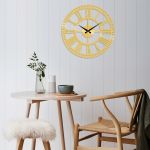 Ceas de perete, Metal Wall Clock 10, Metal, Dimensiune: 48 x 48 cm, Auriu