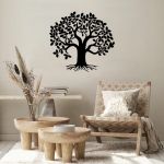 Decoratiune de perete, Monumental Tree 9, Metal, Dimensiune: 70 x 65 cm, Negru