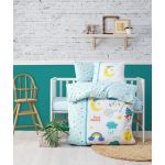 Lenjerie de pat pentru copii, 4 piese, 100x150 cm, 100% bumbac ranforce, Cotton Box, Tatli Ruyalar, menta