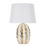 Lampa de masa, Glam Stary, Mauro Ferretti, 1 x E27, 40W, 33 x 33 x 48 cm, ceramica/fier/textil, alb/auriu