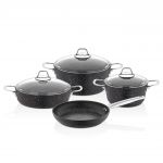 Set vase pentru gatit, Falez, 440FLZ1107, Invelis din granit, Negru/Argintiu