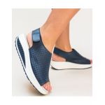 Sandale cu platforma dama Engros, model Liberty, din piele naturala, bleumarin
