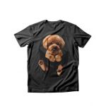 Tricou dama caini poodle in buzunar, engros