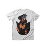 Tricou dama caini rottweiler in buzunar, engros